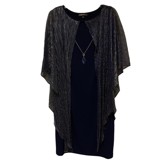 Glamour Nights Dresses & Skirts - Glamour nights women’s cape dress Navy, For Mother Of The Bride, Size 8, Elegant